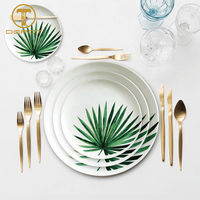 Assiettes en Porcelaine Fine Blanches à Motif Feuille Personnalisées en Gros – Ensemble de Plats de Présentation pour Plateau de Service de Fruits Secs et Événements de Mariage