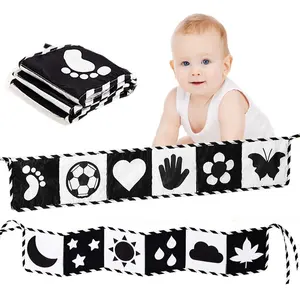 Yingnisi bébé noir et blanc chiffons livre contraste élevé bébé livre doux froissé activité contraste élevé livre pour bébés