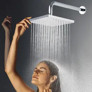 20cm 8inch 3D Design Square Rain fall Chrome Shower Head with Shower Arm Pipe