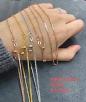 Cadena de Oro Sólido 18K AU750 Ajustable Tipo Chopin con Extensor Deslizante, Cadena de Oro en Blanco para Colgantes DIY y Fabricación de Joyas