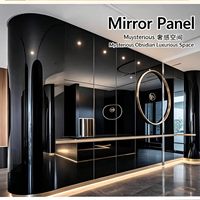 Panneau mural en miroir de charbon de bambou PET brillant de 8 mm, feuille décorative flexible imperméable pour murs