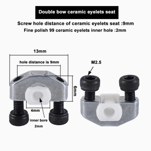 Guía de hilo para máquina de 200 hilos, ojal de cerámica de circonia mecanizado por CNC, pulido a espejo, asiento metálico con orificio interior de 2 mm, distancia de 9 mm - Product Image 5