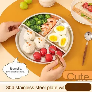 Nuevo plato de comida rápida de acero inoxidable 304, cafetería escolar, partición para estudiantes, plato de comida con patrón de <span class=keywords><strong>plantas</strong></span> para estudiantes y niños - Product Image 2
