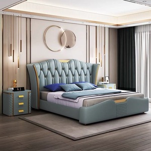 Ensemble de Mobilier de <span class=keywords><strong>Chambre</strong></span> à <span class=keywords><strong>Coucher</strong></span> Moderne en Bois, 5 Pièces, Grande Taille Double Lit King Size, Haute Qualité, Vente en Gros - Product Image 2