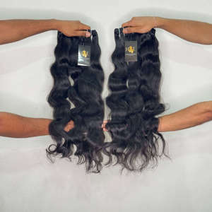 Extensions de Cheveux Humains Indiens Vierges de Qualité Supérieure, Double Tissage, Lisses et Ondulés, Type Temple Indien - Product Image 1