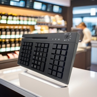Precio de fábrica Mini Teclado mecánico POS totalmente programable de 66 teclas con lector de tarjetas de banda magnética para sistemas POS