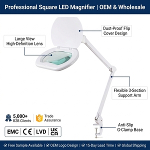 Lampe Loupe LED Dimmable à Bras Articulé pour Salon de Beauté, Fixation sur Plan de Travail, Tête Orientable, Lumière Froide, Lampe Carrée pour Esthéticienne - Product Image 1