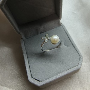 Anillo de Plata S925 con Perla, Ajustable para Mujer, Perla Redonda de Agua Dulce de 7mm, Sin Núcleo - Product Image 2