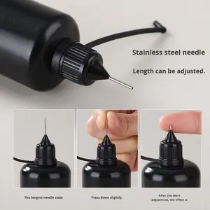 Bouteille en plastique PE noire opaque avec orifice pour <span class=keywords><strong>aiguille</strong></span>, bouchon à vis à bord d'étanchéité <span class=keywords><strong>sans</strong></span> lavage, pour colle et coulis - Product Image 4