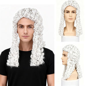 Peluca ondulada de cuerpo corto estilo abogado para <span class=keywords><strong>hombre</strong></span>, nuevo diseño de pelo sintético resistente al calor para fiesta de <span class=keywords><strong>Cosplay</strong></span> de Halloween y eventos temáticos - Product Image 1