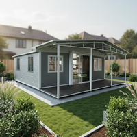Maison conteneur hybride acier-bois extensible de 20 pieds avec 2-3 chambres et bureau intégrés, salle de bain haut de gamme, design moderne