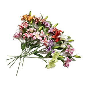 Fleur artificielle réaliste 3D double tête de lys, branche unique, pétales en EVA, accessoires de décoration de mariage - Product Image 1