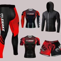 Ensemble de tenue d'entraînement Venom UFC pour hommes et femmes, haut et pantalon ajustés à séchage rapide, 5 pièces, vêtements de sport Muay Thai pour adultes