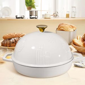 Four à pain <span class=keywords><strong>en</strong></span> <span class=keywords><strong>fonte</strong></span> avec couvercle cloche pour la cuisson Four hollandais émaillé <span class=keywords><strong>jaune</strong></span> avec couvercle dôme pour levain 2.6 qt - Product Image 5