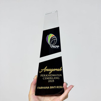 Trophée noir en cristal, plaque d'honneur pour les récompenses des employés, les anniversaires, les hommages et les médailles MH-J0548