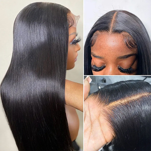 Peluca de Cabello <span class=keywords><strong>Humano</strong></span> Brasileño Virgen 13x6 HD Swiss con Encaje Frontal Transparente, Liso Extremo, para Mujeres Negras - Product Image 3