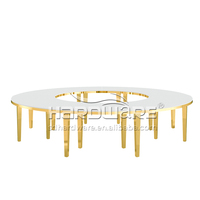 Tables d'événement demi-lune de luxe, plateau en MDF, acier inoxydable, table de mariage incurvée