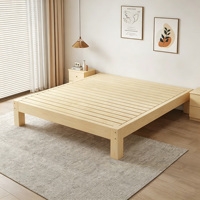 Lit plateforme minimaliste multifonctionnel en pin massif avec tiroir de rangement et table de chevet, sans tête de lit