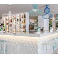 Bar à cocktails moderne en Corian blanc en forme de L, style italien, pour bar à domicile, club, restaurant, avec garantie de 10 ans