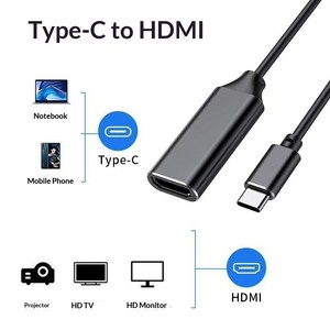 อะแดปเตอร์ Type-C เป็น <span class=keywords><strong>HDMI</strong></span> <span class=keywords><strong>สาย</strong></span> USB C เป็น HDTV 4K 60Hz สำหรับเชื่อมต่อหน้าจอโทรศัพท์ แล็ปท็อป Macbook แท็บเล็ตเข้ากับทีวีหรือจอภาพ - Product Image 3