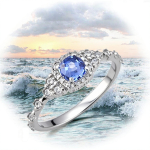 Blue <b>Sapphire</b> Oval Halo Fine <b>Ring</b> Silver Tone Wedding Band Anniversary Jewelry <b>for</b> <b>Women</b> - Product Image 2