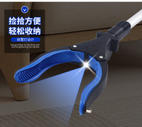 Pince à ordures pliable éclairée pour agents d'assainissement, manche extra-long, modèle KBJ-109, construction métal-plastique