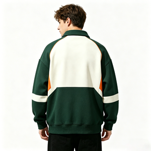 Sudadera Polo de Algodón Oversize Vintage para Hombre, Estilo Urbano de Carreras, con Serigrafía de Bloques de Color Personalizada por el Fabricante - Product Image 3