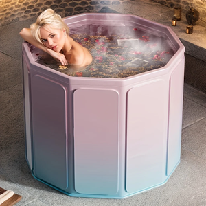 Bañera de hielo redonda plegable ecológica Vanace, color rosa suave, tamaños a medida y marca ligera para acampar, gimnasio comercial - Product Image 1