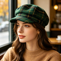 Chapeau de capitaine écossais vert à carreaux en gros pour femmes, accessoire de costume pour la Saint-Patrick, fête et cosplay