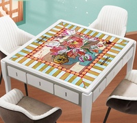 Tapis de Mahjong Personnalisable Best-Seller Transfrontalier Antidérapant Silencieux Bords Renforcés Illustration Style Ancien Imprimé en Caoutchouc