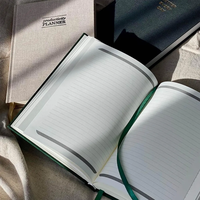 Planificateur mensuel et hebdomadaire personnalisé en tissu de lin fait à la main A5 Agenda personnalisé en relief Journal Carnet avec marque-page en ruban