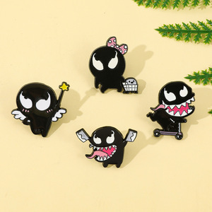 Badge en métal personnalisé, amusant et original, motif Venom, personnage de dessin animé <span class=keywords><strong>Marvel</strong></span>, méchant de film, épinglette en émail pour souvenir - Product Image 1