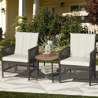 Ensemble de chaises de patio en rotin, canapé bistro en osier et fauteuils avec table d'appoint pour jardin et balcon (vente en gros)