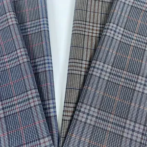 Personalizado TR Spandex Plaids Paper Print Ponte de Roma Knitting Fabric para ternos, calças e Shorts