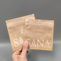 Sachet en papier refermable biodégradable de qualité alimentaire avec logo personnalisé, pochette plate transparente pour thé, sac refermable en papier
