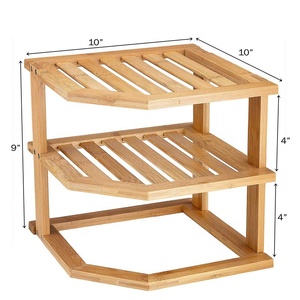 Trépied d'angle en <span class=keywords><strong>bambou</strong></span> à 3 couches pour organiser les supports de rangement et les supports pour épices et condiments de cuisine - Product Image 6