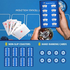 Tappetino da Poker in PVC 177,8cm x 88,9cm, Spessore 3mm, con Borsa con Cerniera, 8 Portabicchieri e Carte di <span class=keywords><strong>Classifica</strong></span> per Serate di Gioco in Famiglia - Product Image 5