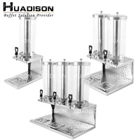 Distributeurs de jus élégants en acier inoxydable martelé Huadison Dubai Hotel Supplies, argentés, simples/doubles/triples, pour buffet