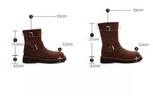 Nouvelles Bottes Courtes Montantes Rétro pour Motardes, Style Automne/Hiver, à Semelle Épaisse et Bout Rond, avec Ceinture – Vente en Gros pour Femmes - Product Image 6