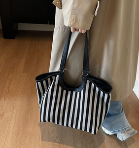 Annual hot selling women's fashionable striped <b>canvas</b> handbag, single opening large capacity, fashionable design shopping <b>bag</b> - Product Image 6