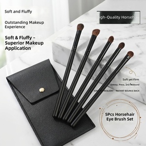 5pcs <b>Eye</b> Makeup Brush Set Animal Hair Wooden Handle Eyeshadow Blending Professional Cosmetic Kit Customizable OEM Wholesale - Product Image 3