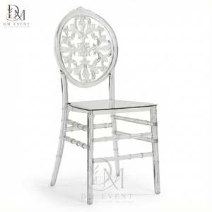Clear Polycarbonate Floral Medallion Back <b>Chair</b> Lightweight Durable for Wedding and Banquet Events - Product Image 2