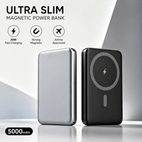 Batterie externe pour téléphone 20W 5000 mAh, charge rapide, coque en alliage d'aluminium, conforme aux normes de transport aérien, couleur personnalisée