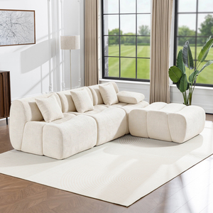 Good Quality Meroow MS3 Bamboo Sectional <b>Sofa</b> with Ottoman, Fast Delivery UK Warehouse Floating Style Couch for Sale - Product Image 1