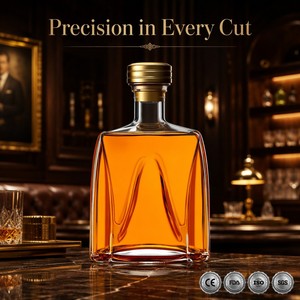 <span class=keywords><strong>Carafe</strong></span> à whisky de luxe en verre géométrique arqué Solent avec bouchon doré, prix <span class=keywords><strong>d</strong></span>'usine en gros - Product Image 1