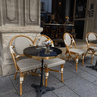 Chaise en rotin pour l'extérieur, résistante aux intempéries, de style moderne et vintage, pour jardin, bistrot français, hôtel, café, restaurant