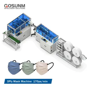 Max Snelheid 170 Pcs/min Volledige Automatische 3Ply Gezichtsmasker Making Machine Disposable Chirurgische Gezichtsmasker Machine