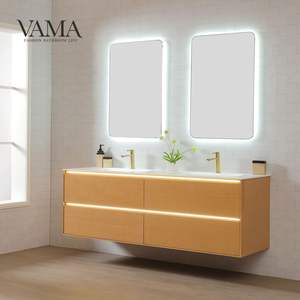 Vama מותאם אישית אבן מלאכותית משטח ארבע מגירות קיר רכוב אמבטיה - Product Image 2