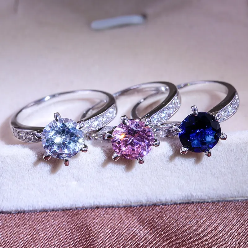 3 cores anel Bijou solitaire cz Belas Anéis da Faixa Do Casamento para mulheres Nupcial Da Festa de Noivado Jóias
