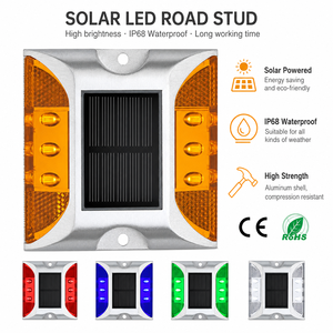 Dissuasori Stradali Solari a LED, Luci di Segnalazione a LED in Alluminio per Vialetti, Riflettori Impermeabili per la Sicurezza Stradale per Autostrade e Parcheggi - Product Image 2